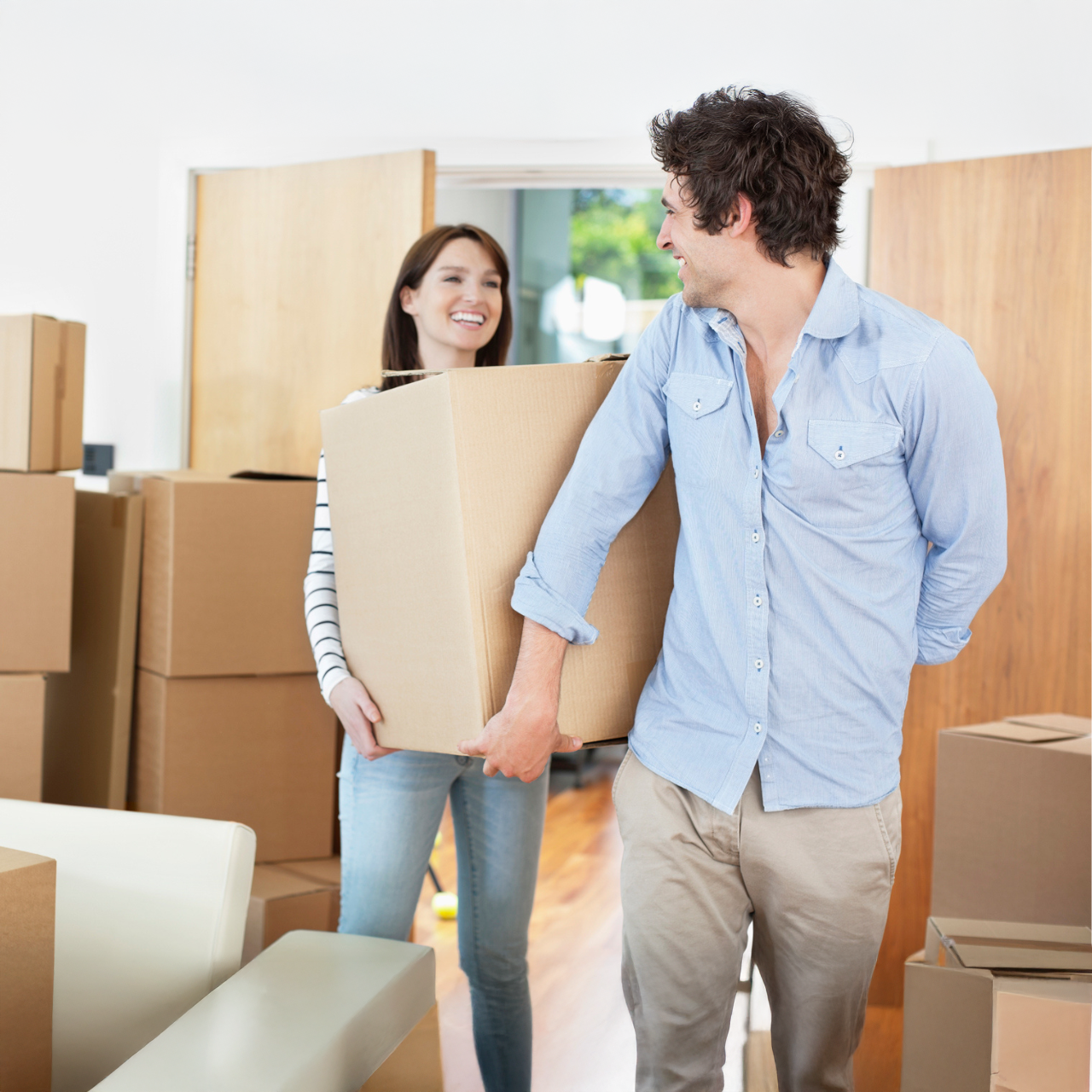couple moving boxes